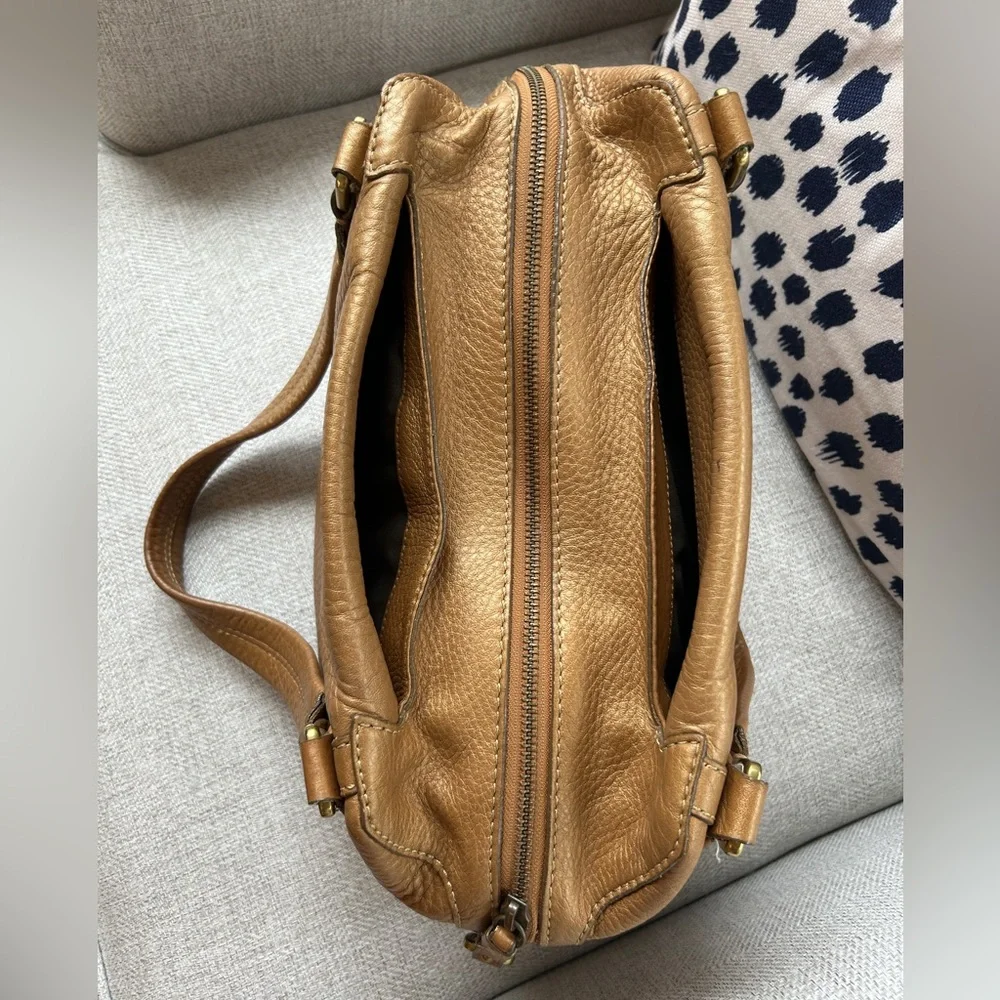 COLE HAAN Village Satchel Metallic Gold/Bronze Pebbled Leather MSRP: $350 - EUC - Picture 2 of 10